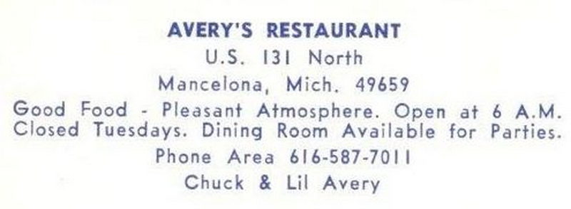 Averys Restaurant - Vintage Postcard